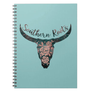 Zuidelijke Roots Country Longhorn Roze Roos & Groe Notitieboek