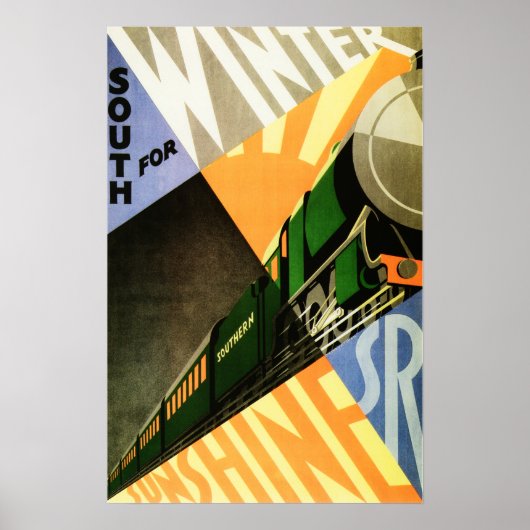 Zuidelijke Spoorwegen Vintage Art Deco Poster (Voorkant)