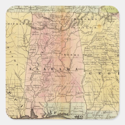 Zuidelijke staten vierkante sticker (Voorkant)