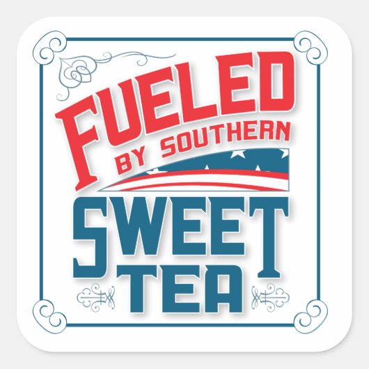 Zuidelijke Sweet Tea Square Stickers (Voorkant)