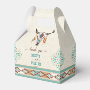 Zuidelijke westerne boho folk bruiloft bedankdoosjes