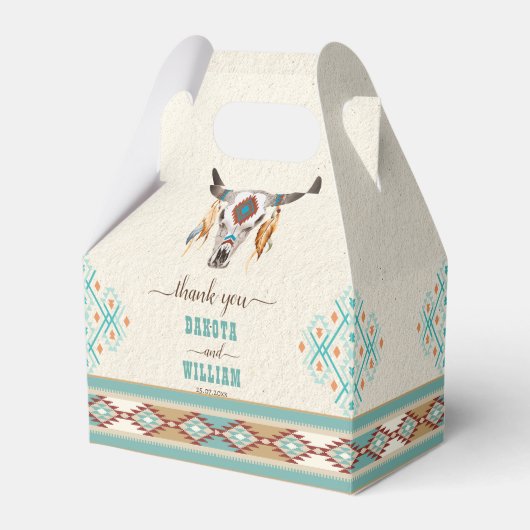 Zuidelijke westerne boho folk bruiloft bedankdoosjes (Voorkant Zijde)