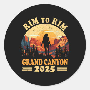 Zuidrand naar Noordrand Grand Canyon 2025 Wandelto Ronde Sticker