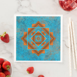 Zuidwest bergtoppen turquoise geometrisch servet