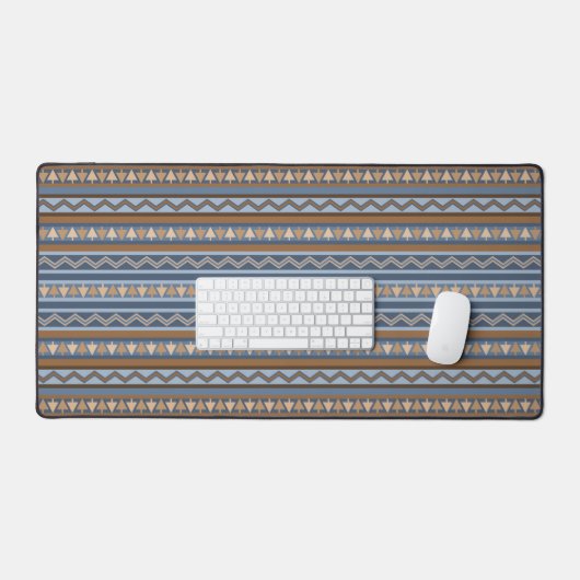 Zuidwest Blauw en Bruin Geometrisch Patroon Bureaumat (Keyboard & Muis)