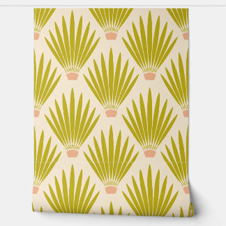 Zuidwest Boho Desert Cactus Palm Leaves - Cream Behang