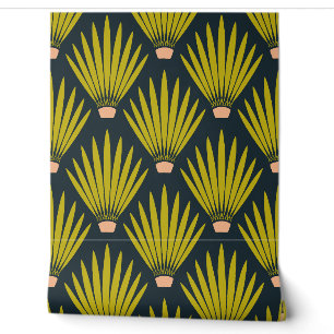 Zuidwest Boho Desert Cactus Palm Leaves - Marine Behang