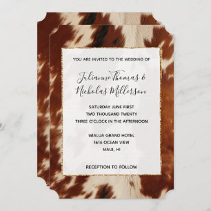 Zuidwest Brown Cream Dier Koeienhuid Bruiloft Kaart