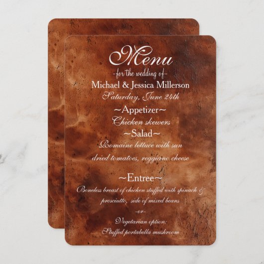 Zuidwest Bruin Faux Leder (look) Menu (Voorkant / Achterkant)