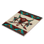 Zuidwest Buffalo schedel en pijlen keramische Tege Tegeltje (Zijkant)