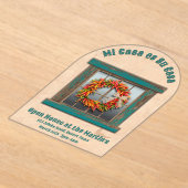 Zuidwest Chili krans blauw venster gepersonaliseer Acryl Uitnodigingen (Laagn)