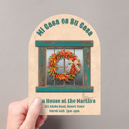 Zuidwest Chili krans blauw venster gepersonaliseer Acryl Uitnodigingen (Insitu (Draagbaar))