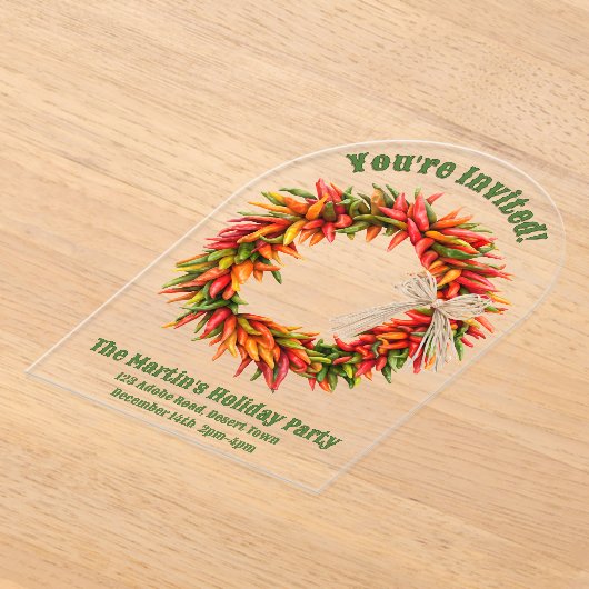 Zuidwest Chili krans gepersonaliseerd Acryl Uitnodigingen (Laagn)