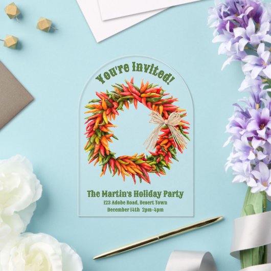 Zuidwest Chili krans gepersonaliseerd Acryl Uitnodigingen (Insitu (Huwelijk))