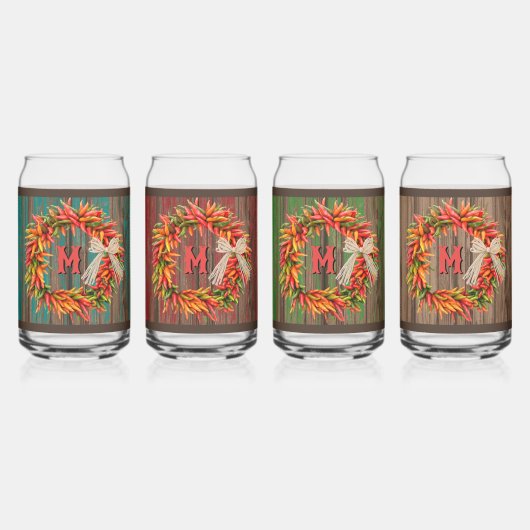 Zuidwest Chili Ristra Krans Kan Glas Set (Voorkant)