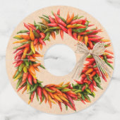 Zuidwest Chili Ristra Krans Wijnglas Labels (Achterkant)