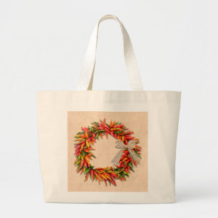 Zuidwest Chili Ristra Wreath on Adobe Wall Grote Tote Bag