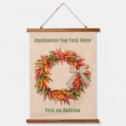 Zuidwest Chili Ristra Wreath on Adobe Wall Hangend Wandkleed (Voorkant)