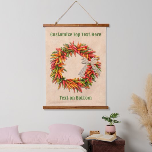 Zuidwest Chili Ristra Wreath on Adobe Wall Hangend Wandkleed (Slaapkamer)