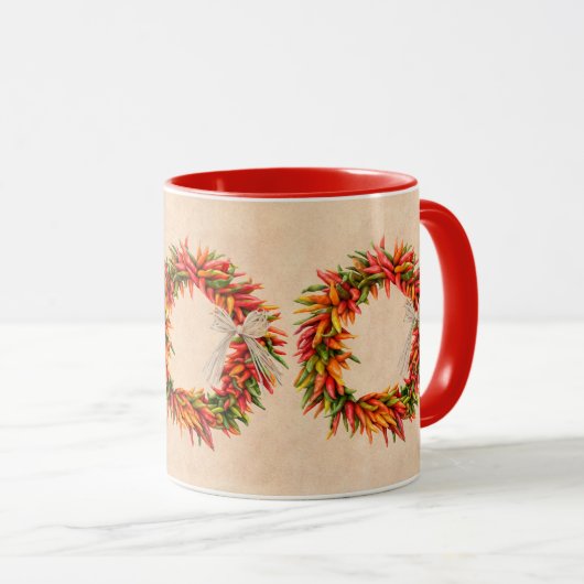 Zuidwest Chili Ristra Wreath on Adobe Wall Mok (Voorkant rechts)