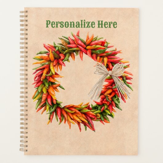 Zuidwest Chili Ristra Wreath on Adobe Wall Planner (Voorkant)