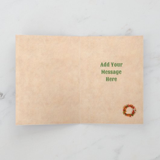 Zuidwest Chili Ristra Wreath Vakantie Kerstmis Kaart (Binnen)