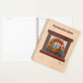 Zuidwest-Chili Wreath op Rustic Red Wood Window Planner (Display)