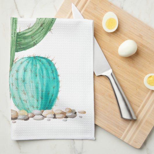 Zuidwest Desert Cacti Cactus Succulent Waterverf Theedoek (Quarter Fold)
