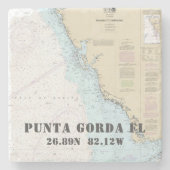 Zuidwest Florida 🌊 Authentieke Nautische Grafiek Stenen Onderzetter (Voorkant)