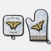 Zuidwest gele vlinder gepersonaliseerd ovenwant & pannenlap set (Voorkant)