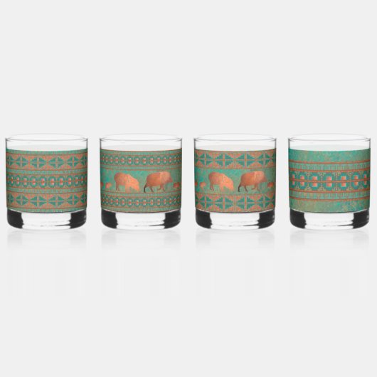 Zuidwest geometrische patroon en leuke Javelinas Whisky Glas (Voorkant)