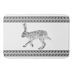 Zuidwest Jackrabbit Minimalistische Zwart en Wit Badmat