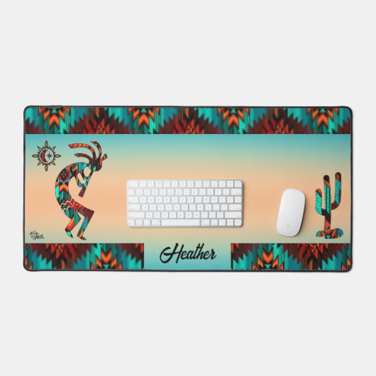 Zuidwest-Kokopelli en Cactus Bureaumat (Keyboard & Muis)