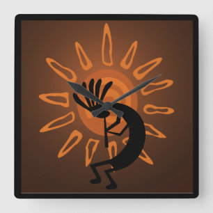 Zuidwest Kokopelli Sun Rustic Clock Vierkante Klok