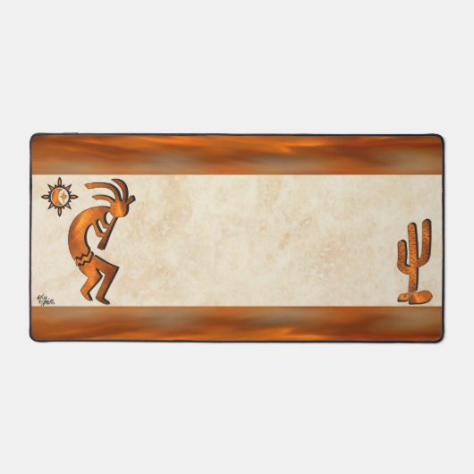 Zuidwest koper kokopelli en cactus bureaumat (Voorkant)