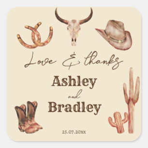 Zuidwest-land ranch western cowgirl bruiloft vierkante sticker