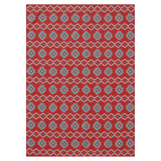 Zuidwest Mesas Rood & Turquoise geometrisch medium Tafelkleed (Voorkant)