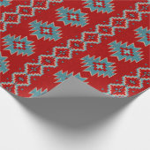 Zuidwest Mesas Rood & Turquoise geometrisch patroo Cadeaupapier (Hoek)