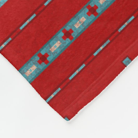 Zuidwest Mesas Rood & Turquoise Medium Fleece Deken (Hoek)
