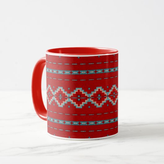 Zuidwest Mesas Rood & Turquoise Mok (Voorkant links)