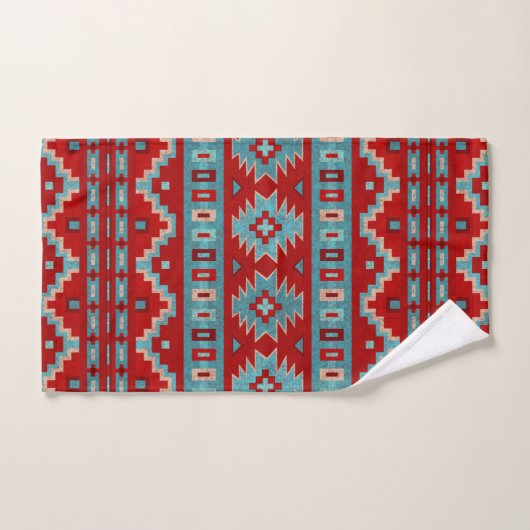 Zuidwest Mesas Turquoise & Rood Bad Handdoek (Handdoek)