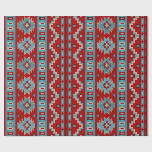 Zuidwest Mesas Turquoise & Rood Cadeaupapier (Vlak)