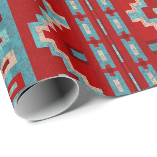 Zuidwest Mesas Turquoise & Rood Cadeaupapier (Rol Hoek)