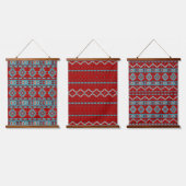 Zuidwest Mesas Turquoise & Rood Geometrisch Patroo Hangend Wandkleed (Driedubbel)