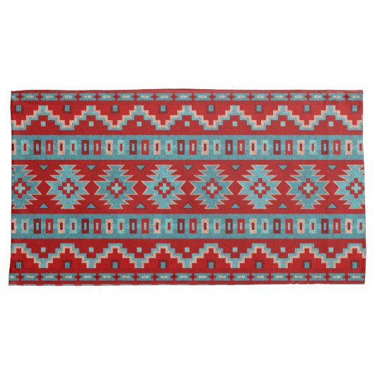 Zuidwest Mesas Turquoise & Rood Kussensloop (Voorkant-Rechts)