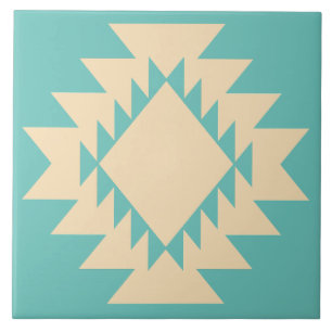 Zuidwest Native American Geometric Turquoise Tan Tegeltje