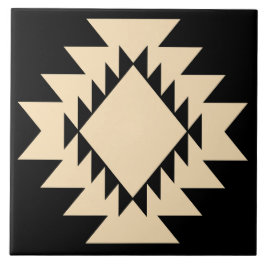 Zuidwest Native American Geometric Zwart en Tan Tegeltje