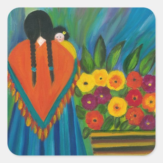 Zuidwest ontwerp #1 vierkante sticker (Voorkant)