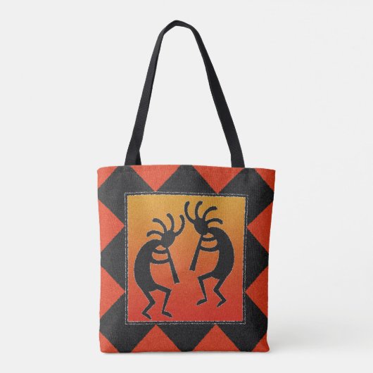 Zuidwest ontwerp Kokopelli Tribal Tote Bag (Achterkant)