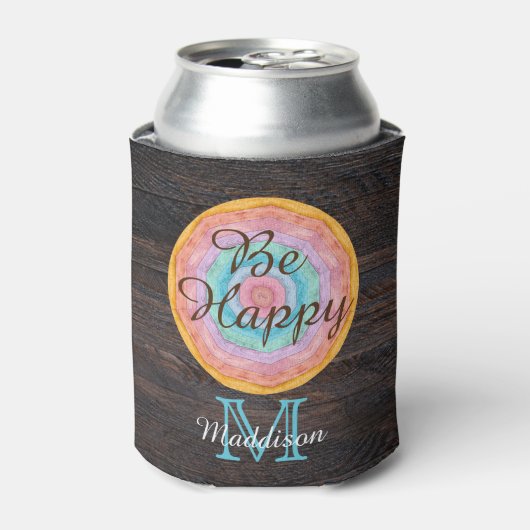 Zuidwest Pastel Rustic Wood Tone Grain Monogram Blikjeskoeler (Blikje Voorkant)